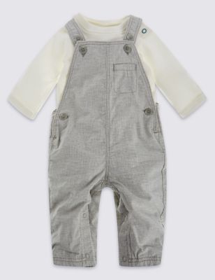 2 Piece Pure Cotton Dungaree & Bodysuit Outfit